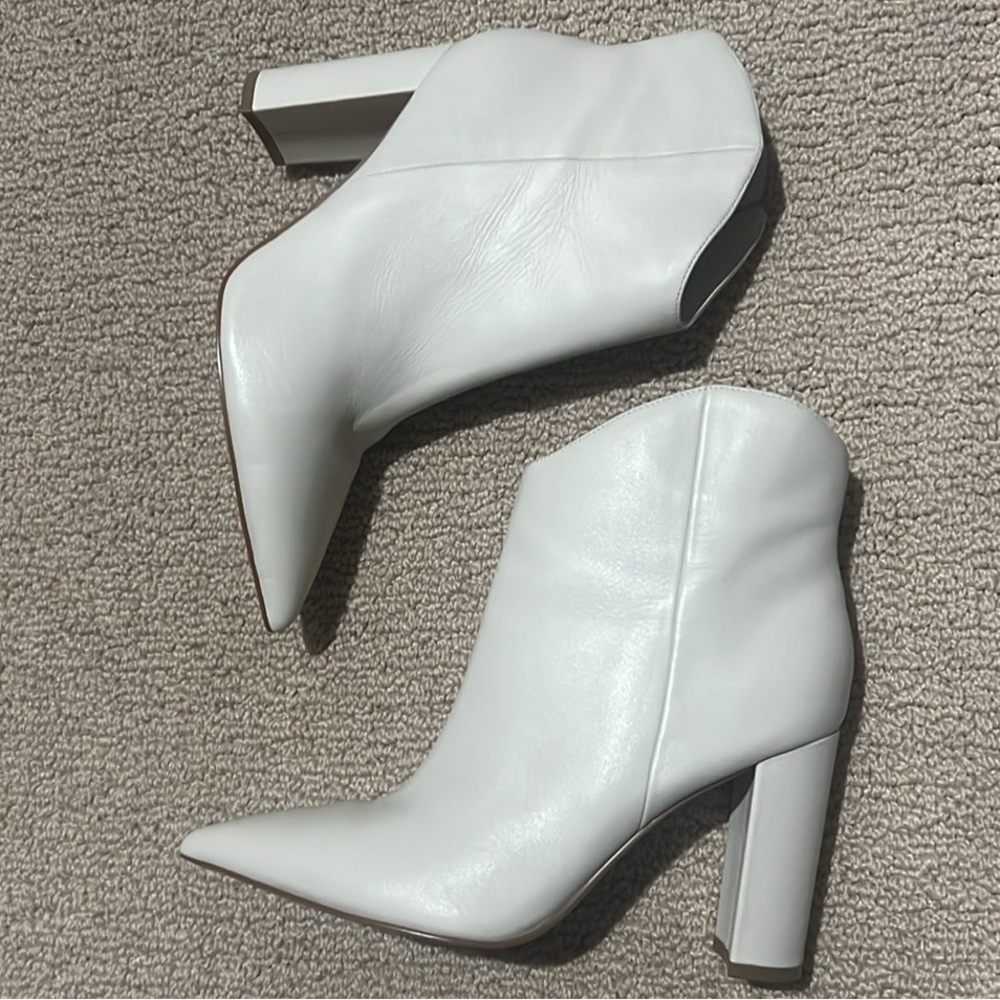 Marc Fisher Ivory Leather Pointed Ankle Bootie